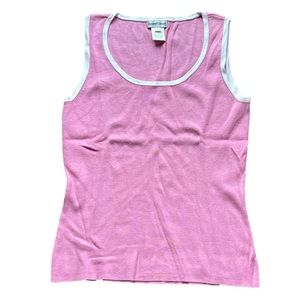 André Oliver pink & white ribbed knit sleeveless sweater top